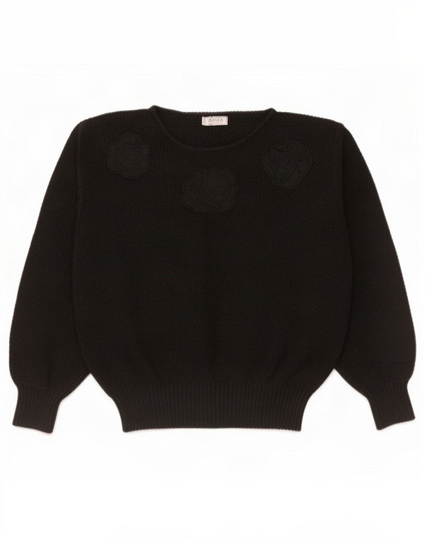 Dama Pulover supradimensionat pentru femei cu gât de barcă IT 46 Large Black Floral