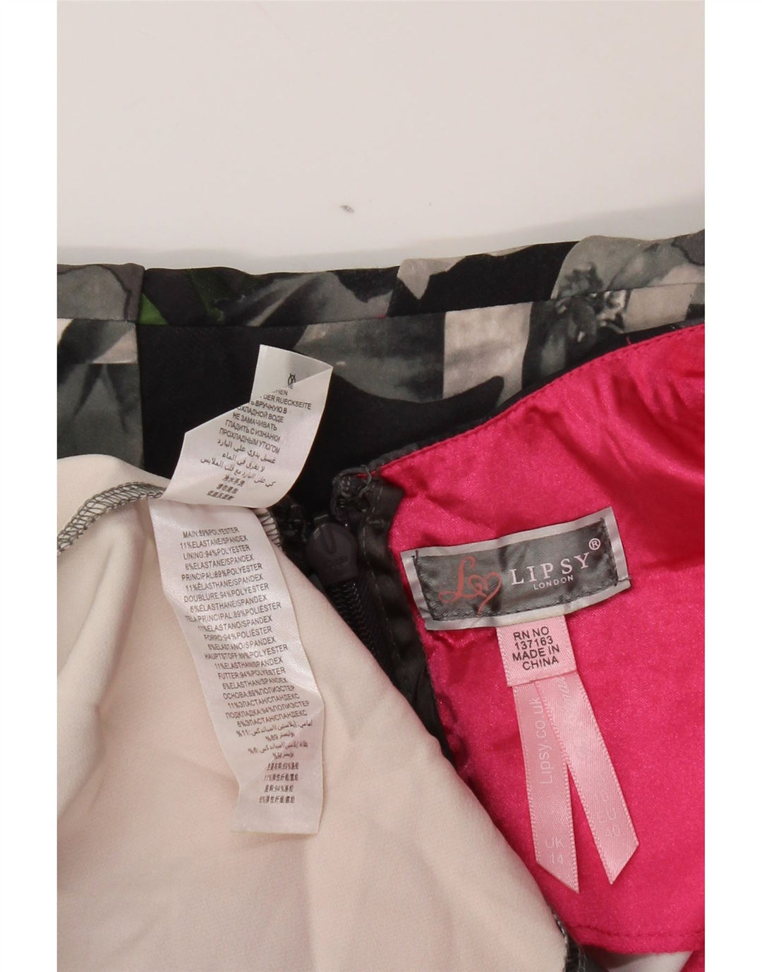 Rochie LIPSY pentru femei UK 14 Medium Gri Floral Poliester