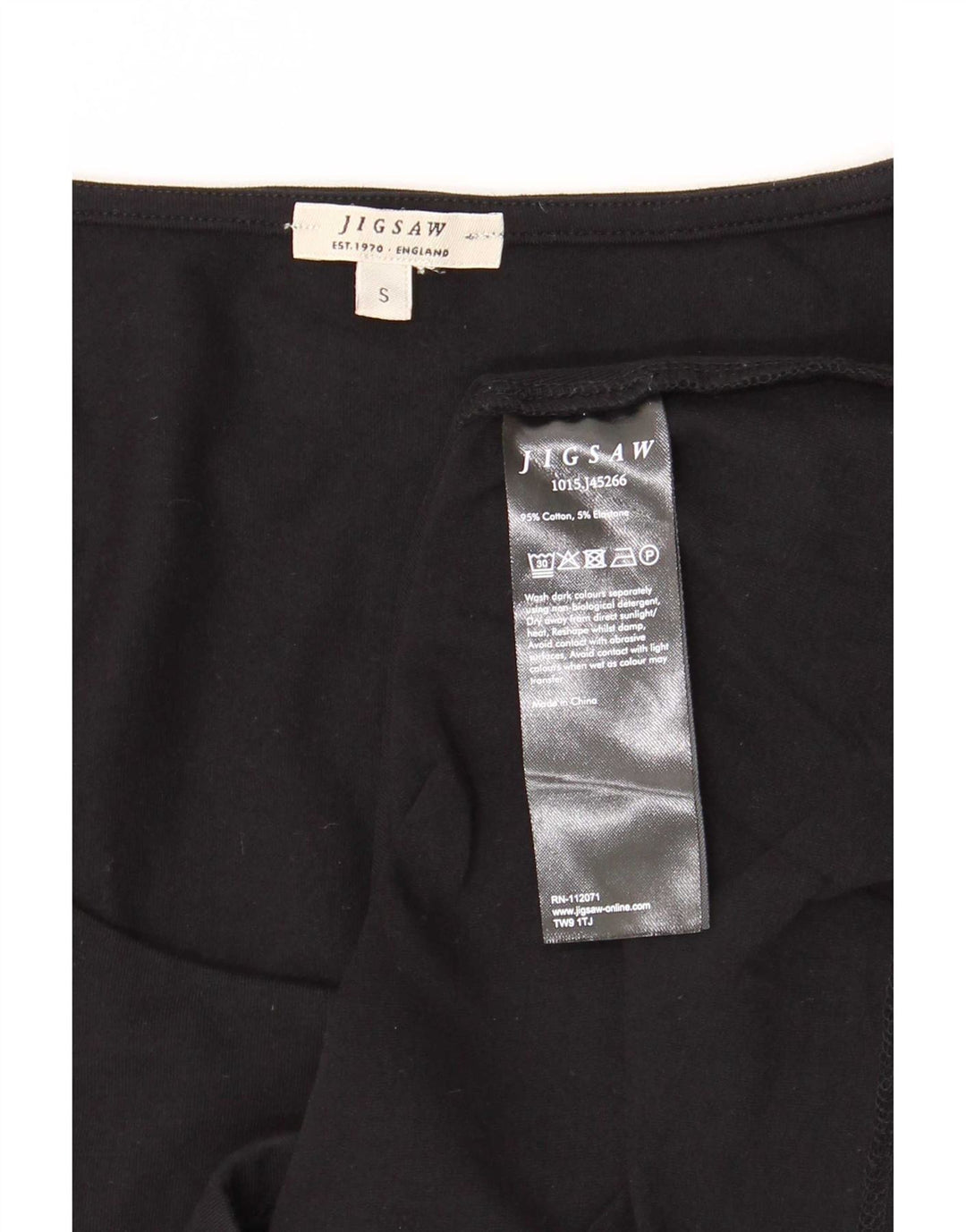 Top pentru femei Jigsaw cu mânecă lungă UK 10 mic bumbac negru