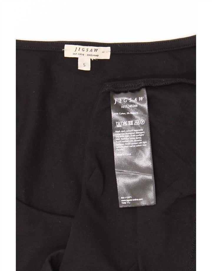 Top pentru femei Jigsaw cu mânecă lungă UK 10 mic bumbac negru