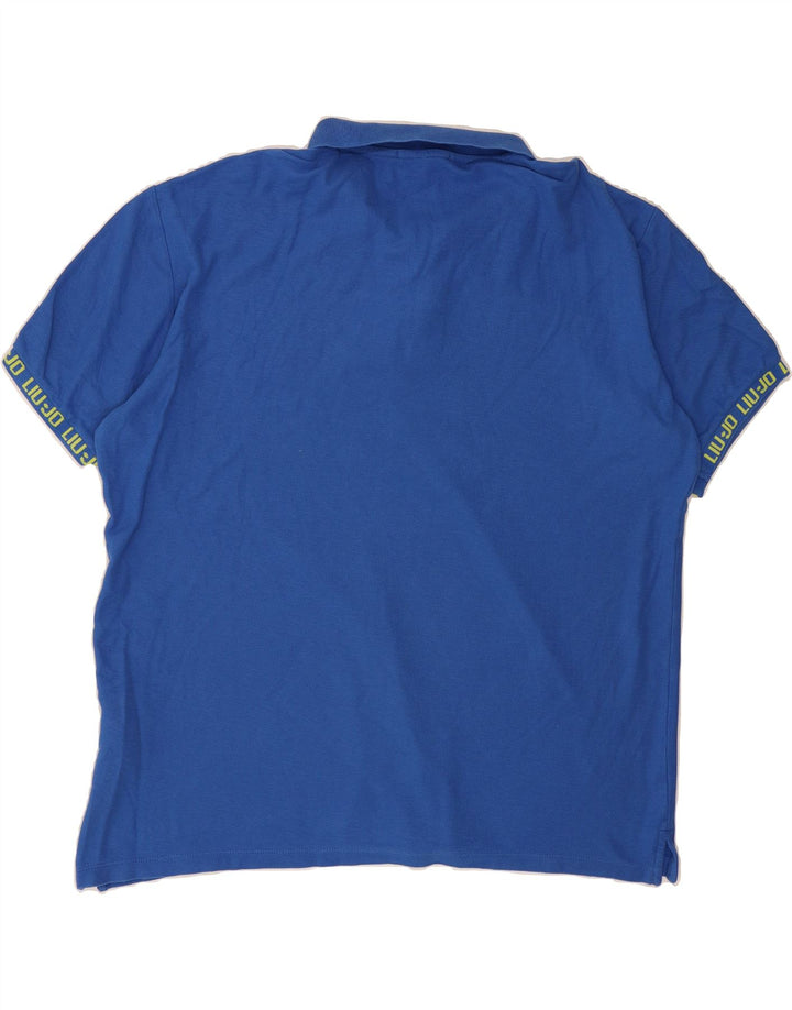 LIU JO Mens Graphic Polo Shirt XL Blue Cotton Vintage Liu Jo and Second-Hand Liu Jo from Messina Hembry 