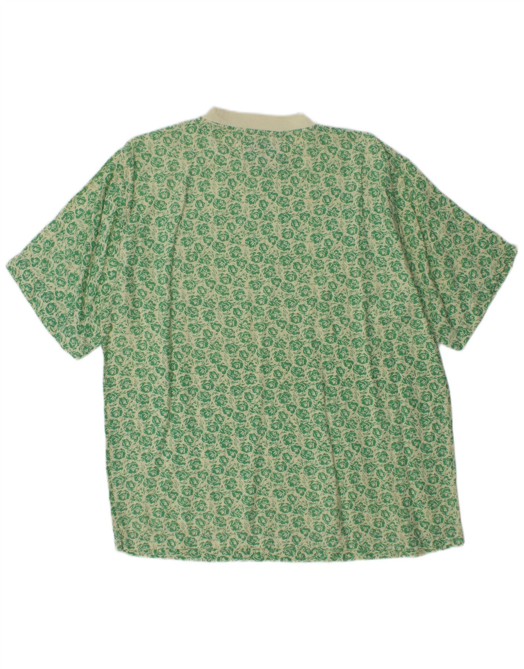 VINTAGE Tricou Bărbați Top Mare Verde Floral Viscoză