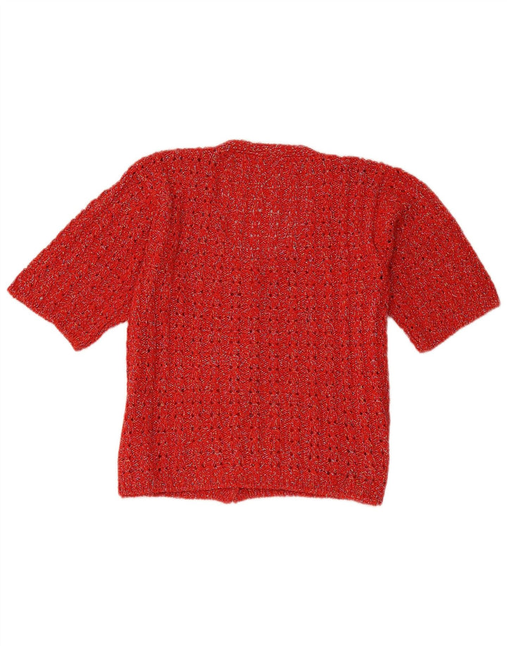 Cardigan vintage cu mânecă scurtă pentru femei UK 14 Medium Red