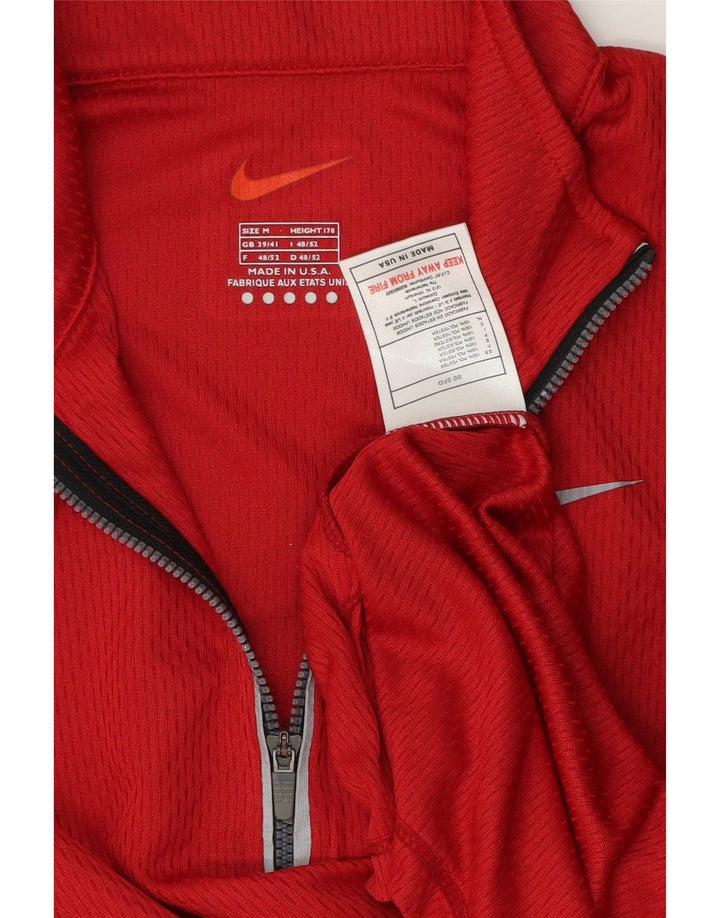 Top de trening Nike pentru bărbați, cu fermoar și gât, poliester roșu mediu