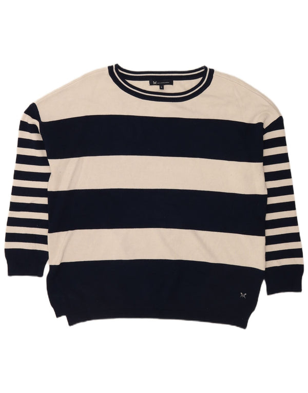 Crew Clothing Pulover pentru femei cu gât UK 16 Mare bleumarin cu dungi