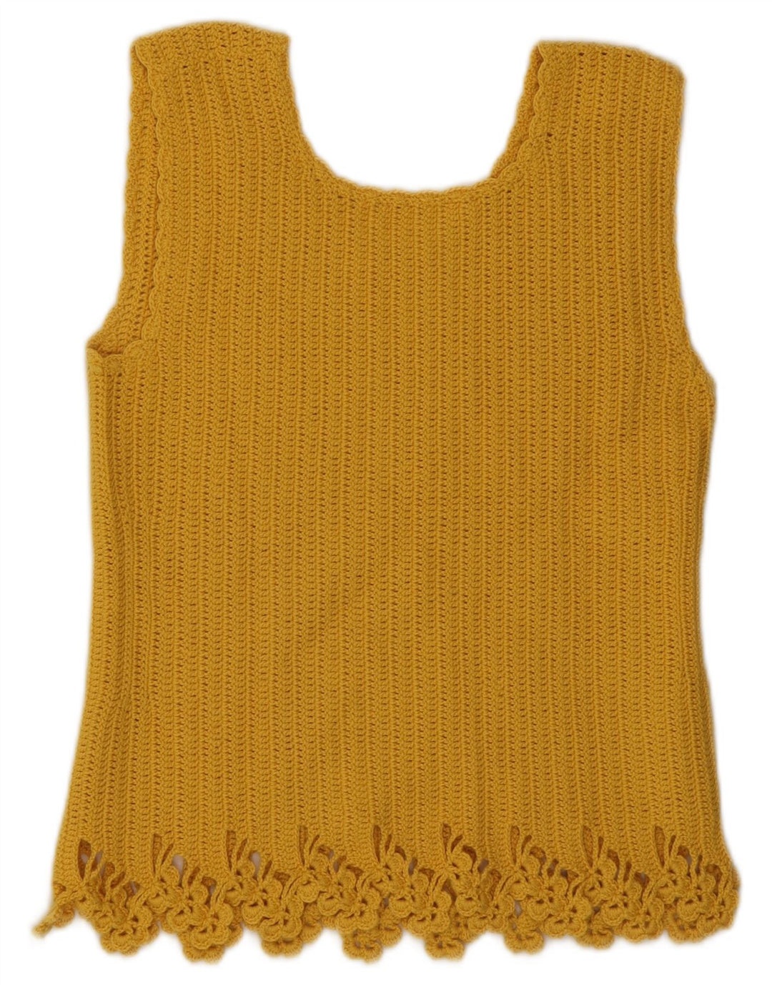 Vest de croșetat vintage pentru femei UK 10 Small Yellow