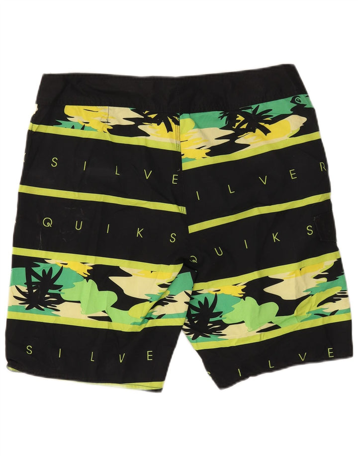 Pantaloni scurți de înot grafic Quiksilver pentru bărbați, poliester cu dungi mari, negre