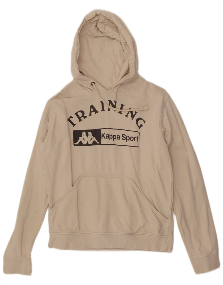 Pulover KAPPA pentru femei de antrenament cu glugă cu grafică UK 14, bumbac alb mediu mediu