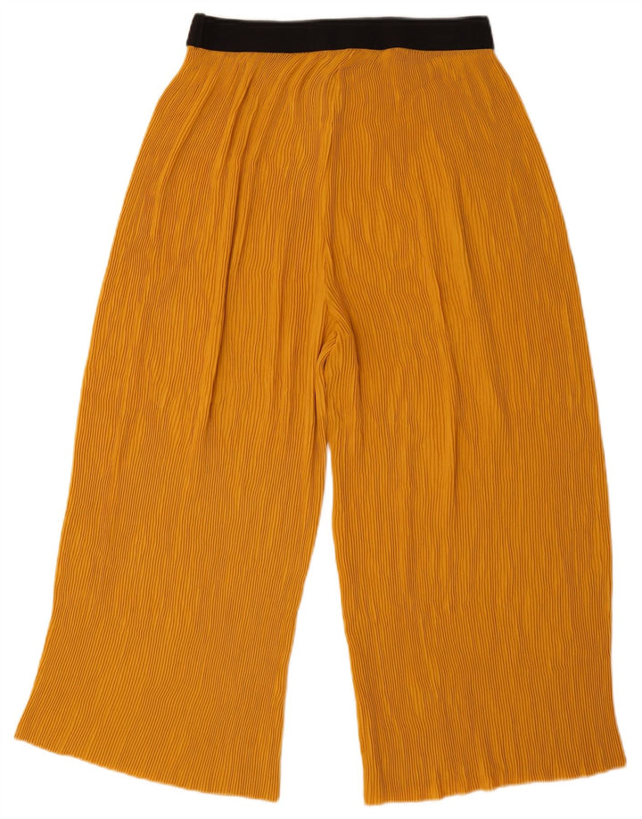 ZARA Womens Wide Leg Capri Trousers Medium W28 L21 Yellow Colourblock