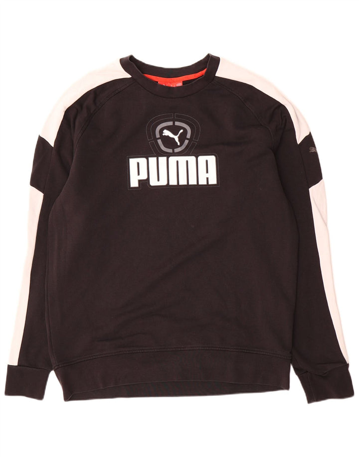 Pulover cu grafică Puma pentru bărbați, bumbac mare, negru, bloc de culoare