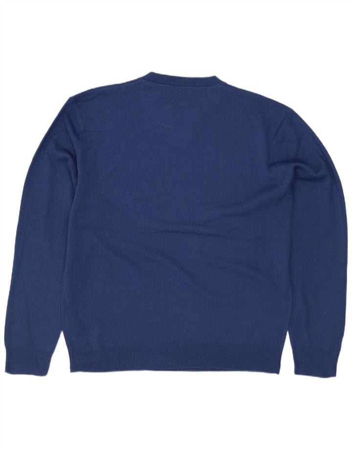 Pierre Cardin Pulover pentru bărbați cu gât cu nasturi, mare, albastru acrilic