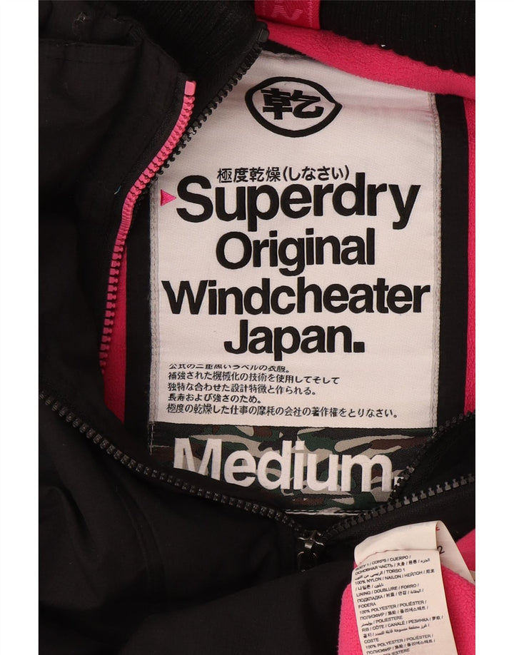 Jachetă Windbreaker cu glugă Superdry pentru femei UK 14 Medium Black Nylon