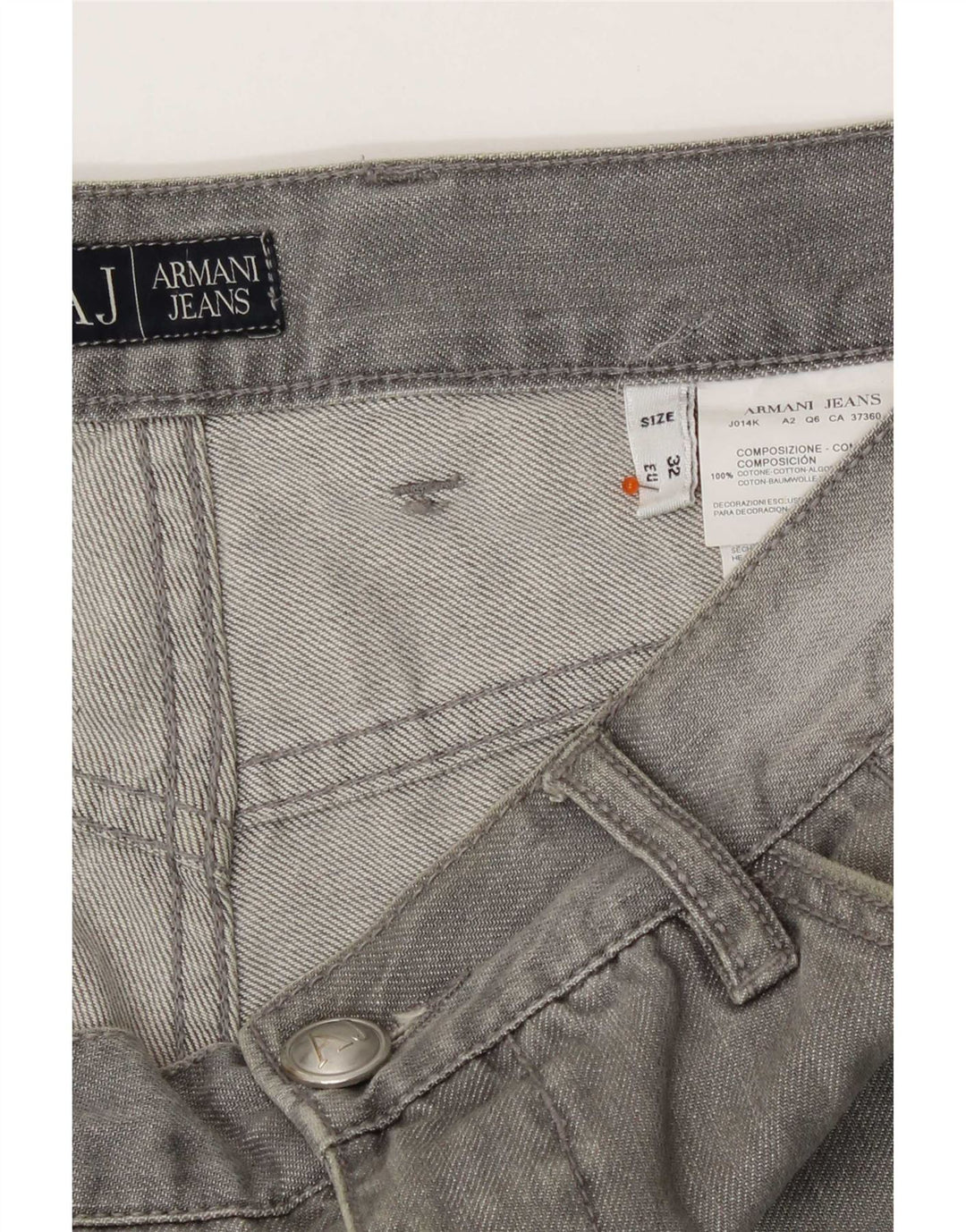 Blugi drepți învechiți pentru bărbați Armani W32 L29 bumbac gri