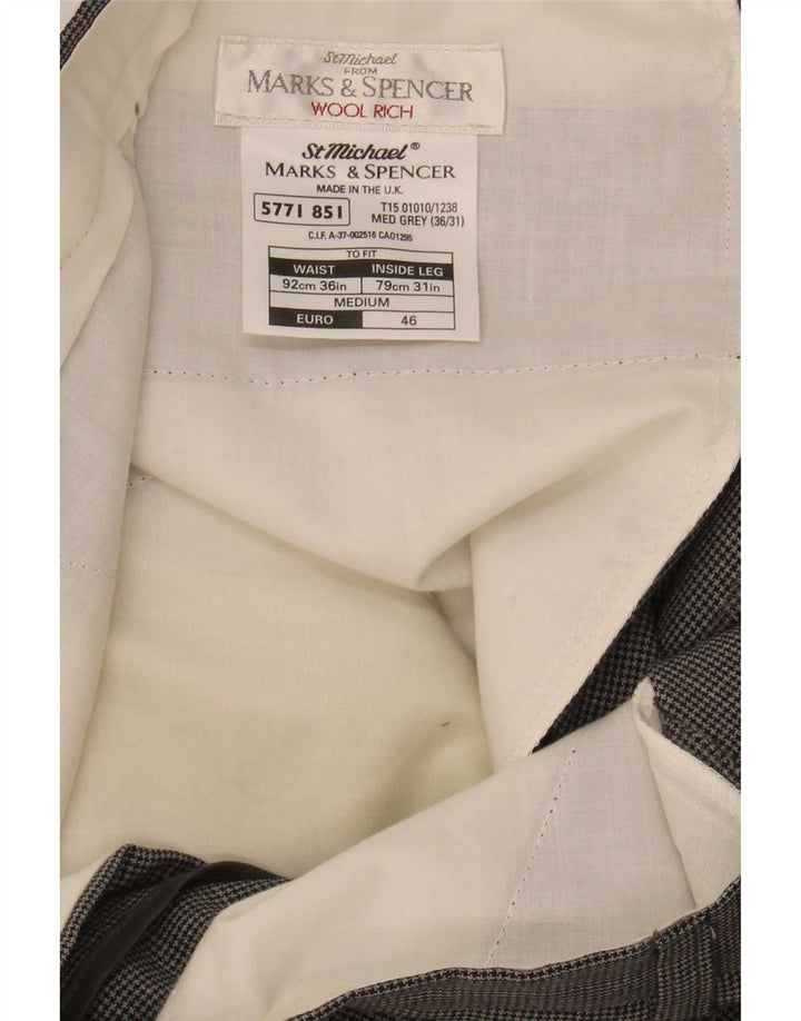 Pantaloni de costum pentru bărbați Marks & Spencer St. Michael W36 L31 gri Houndstooth