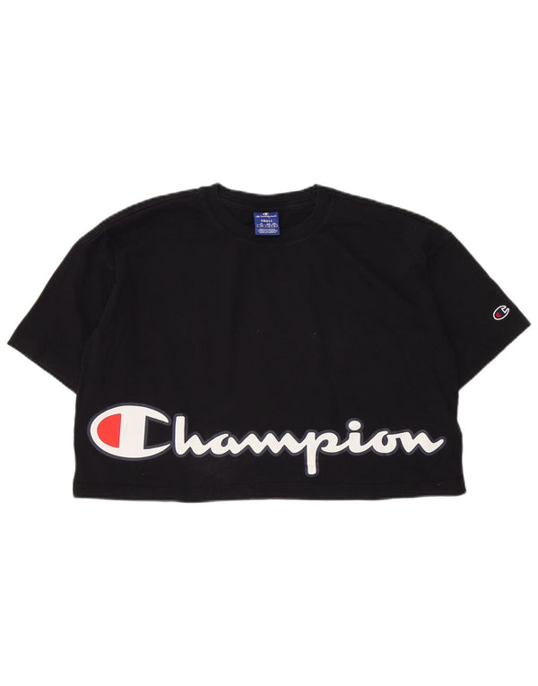 Tricou cu grafic supradimensionat pentru femei Champion UK 10 Bumbac negru mic