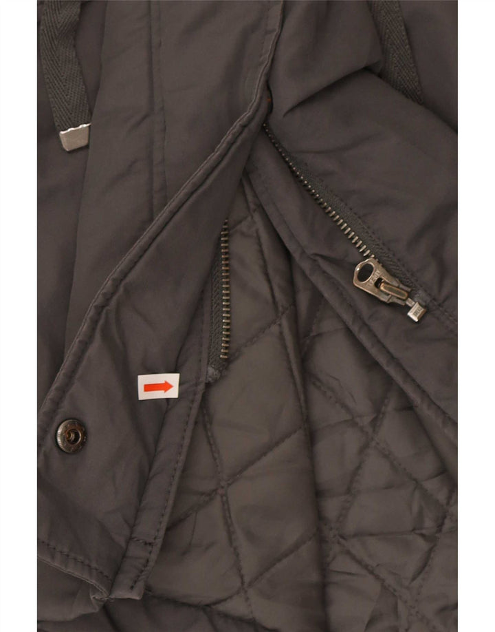 Jachetă parka cu glugă Benetton pentru femei UK 40 mare bumbac gri