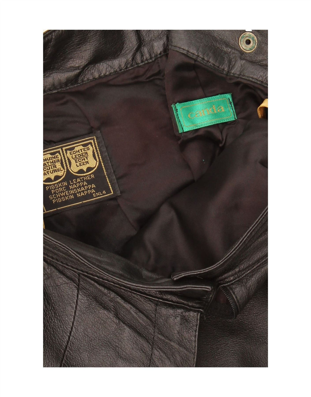 CANDA Womens Leather Skirt W26 Small Black Leather Vintage Canda and Second-Hand Canda from Messina Hembry 