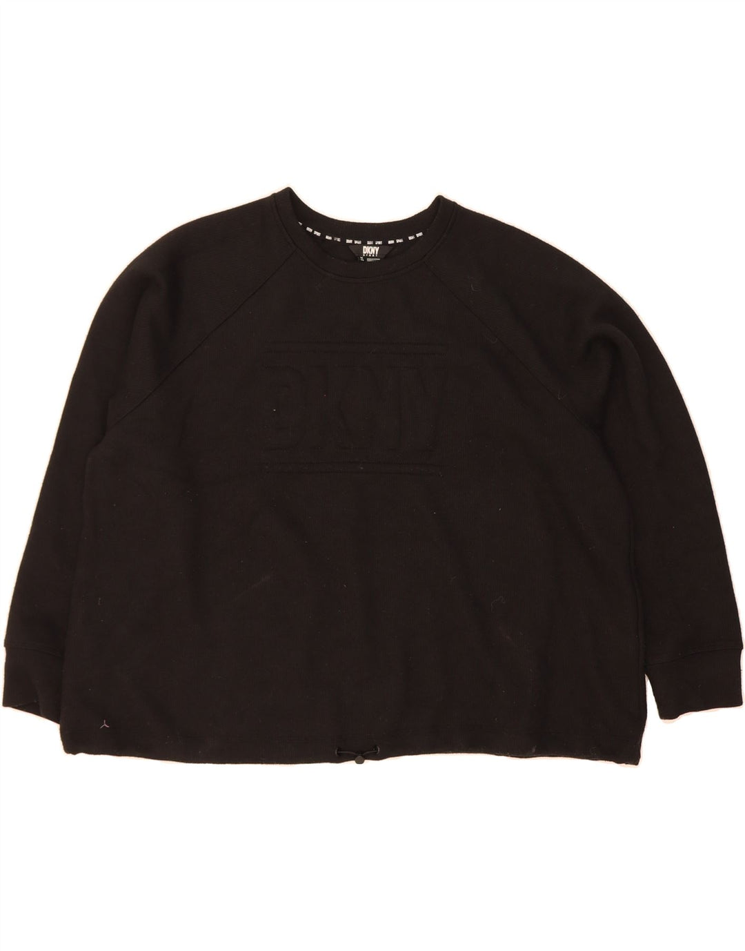 DKNY Womens Oversized Graphic Sweatshirt Jumper UK 18 XL Black Polyester Vintage Dkny and Second-Hand Dkny from Messina Hembry 