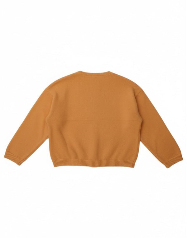 Pulover vintage cardigan crop pentru femei UK 14 Lână portocalie medie