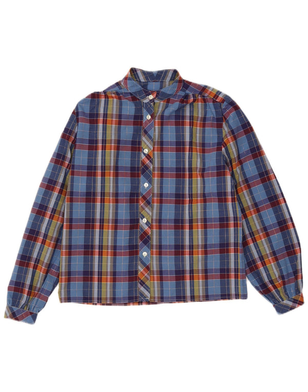 Bluză cămașă vintage pentru femei UK 14 Medium Blue Check