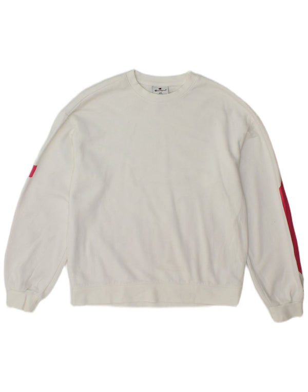 Pulover cu grafic pentru femei Champion UK 20 2XL Bumbac alb