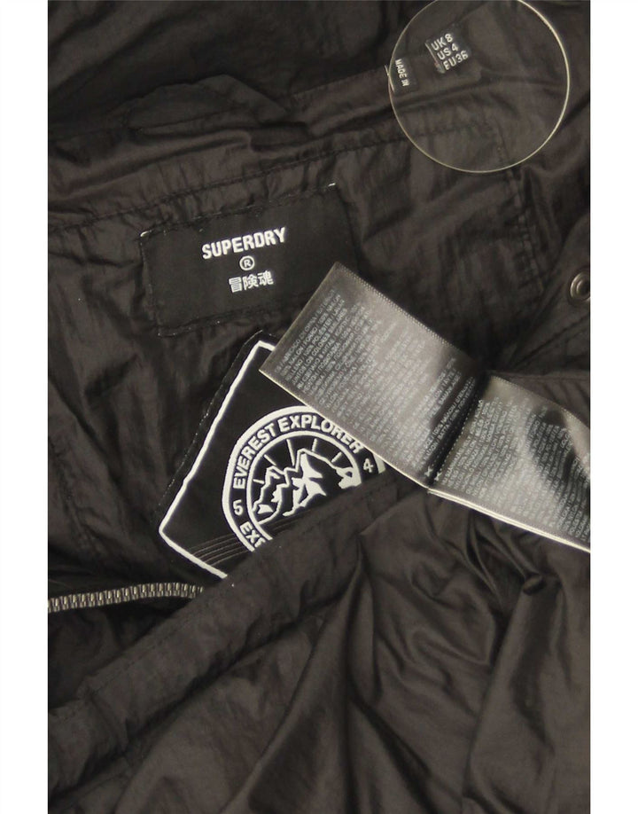 Jachetă căptușită supradimensionată cu glugă Superdry pentru femei UK 8 Small Nylon negru