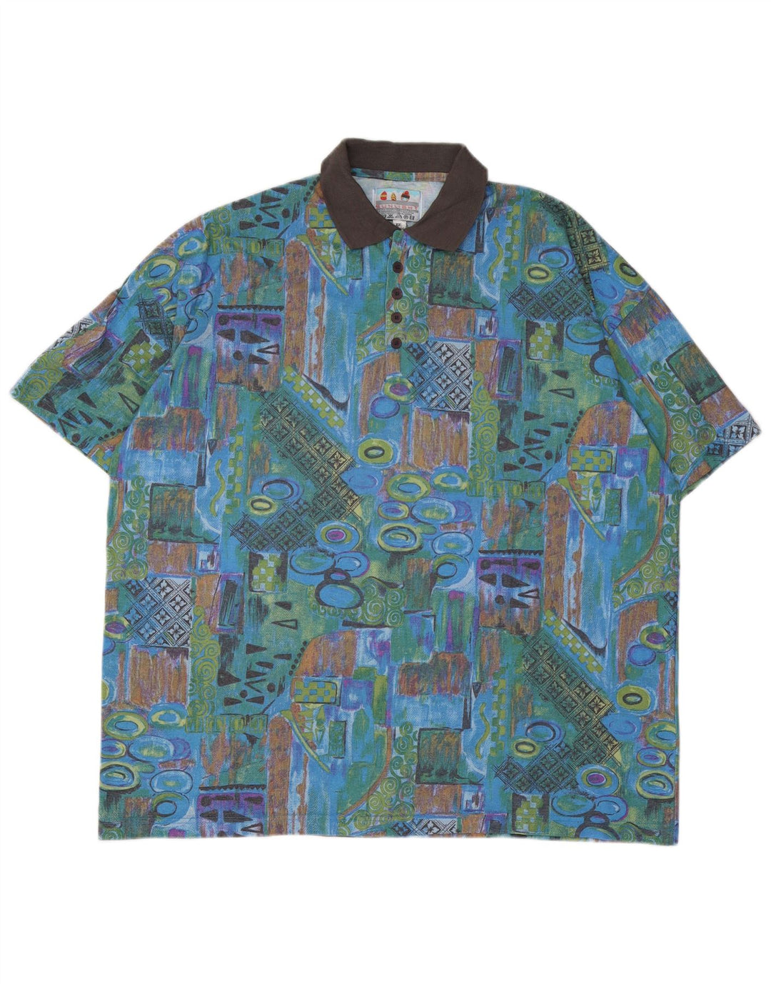 VINTAGE Tricou polo pentru bărbați Marea Britanie 45/46 2XL Bumbac mozaic multicolor