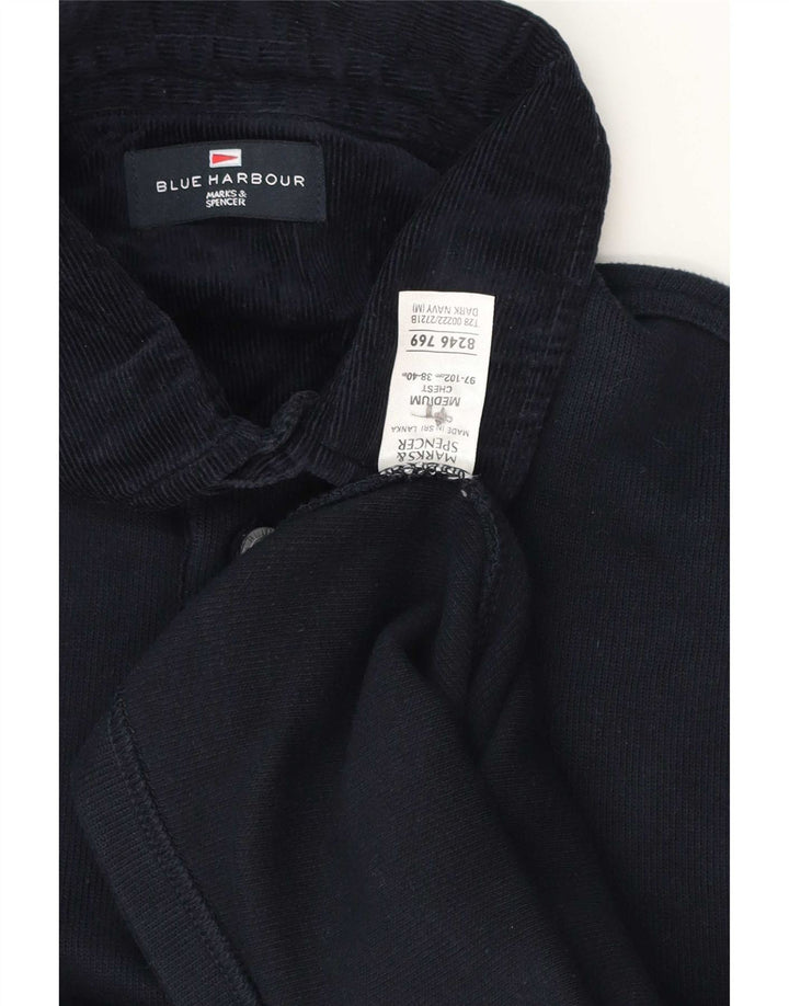 Cămașă polo cu mânecă lungă pentru bărbați Marks & Spencer Blue Harbour, bumbac mediu bleumarin