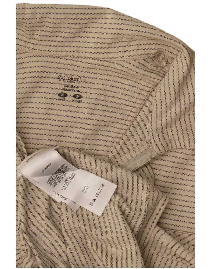 Tricou polo Columbia pentru bărbați, bumbac cu dungi, bej mediu