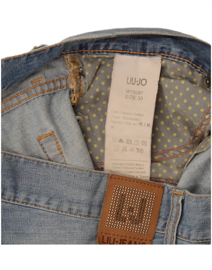 Pantaloni caldi din denim pentru femei Liu Jo W30, bumbac albastru mediu