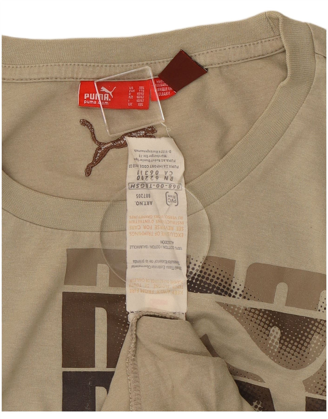 Tricou cu mânecă lungă Puma pentru bărbați, 2XL, bej, bumbac