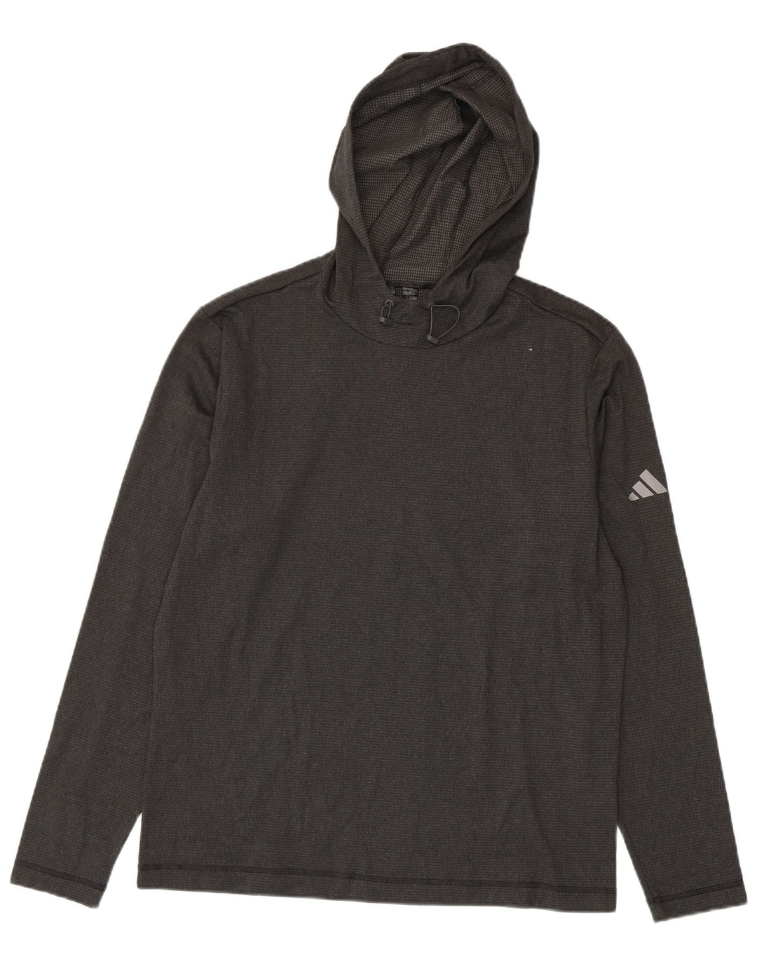 Top cu glugă pentru bărbați Adidas cu mânecă lungă, gri mediu, poliester