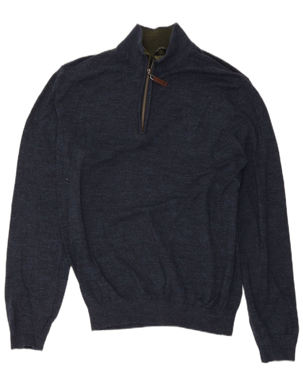 Crew Clothing Mens Zip Neck Jumper Sweater Large Navy Blue Cotton