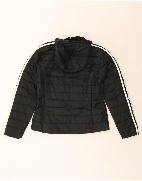 Jachetă căptușită cu glugă Adidas pentru femei UK 12 Poliester mediu negru