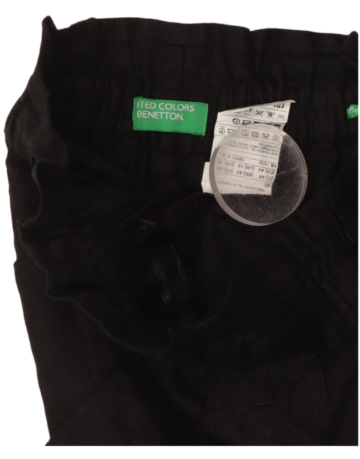 Pantaloni scurți casual BENETTON pentru femei cu talie înaltă UK 14 Large W32 in negru