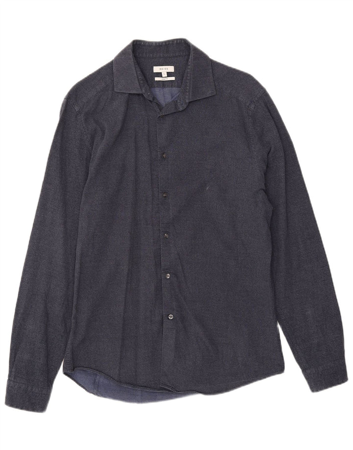 Cămașă pentru bărbați Reiss Slim Fit Bumbac mare, albastru bleumarin