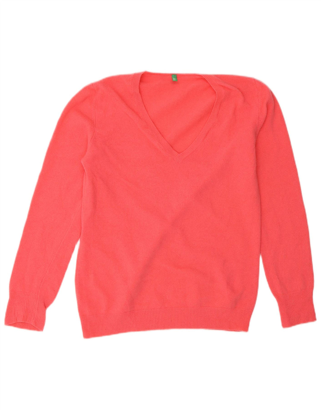 Pulover cu decolteu în V Benetton pentru femei UK 12 Roz mediu