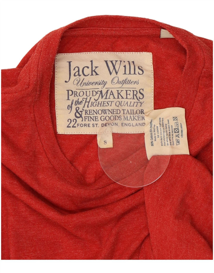 JACK WILLS Top grafic pentru bărbați cu mânecă lungă din bumbac roșu mic