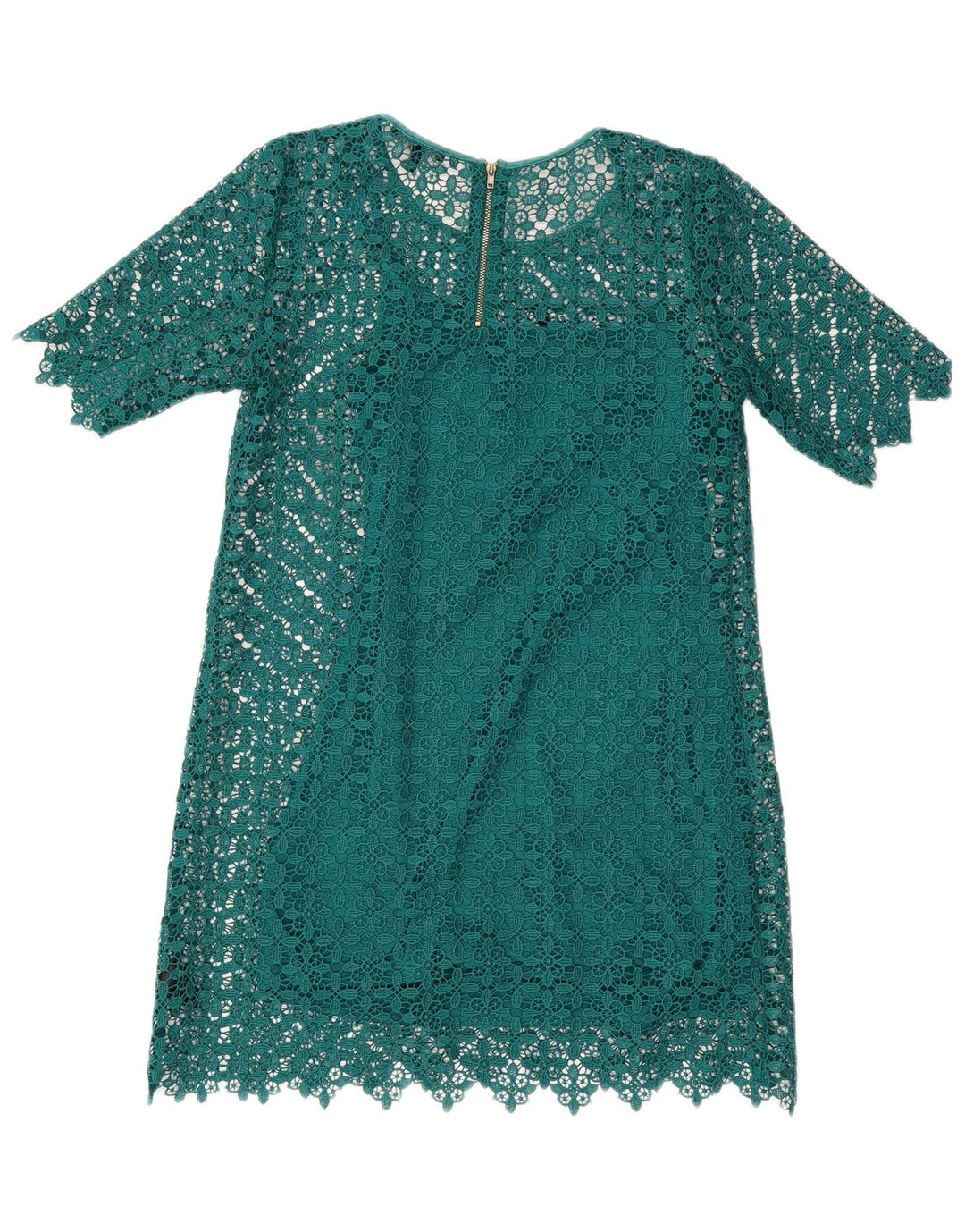 Următorul Rochie mișcată din dantelă Petites pentru femei UK 12 Poliester geometric verde mediu