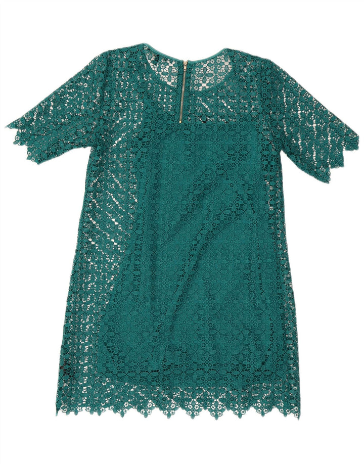 Următorul Rochie mișcată din dantelă Petites pentru femei UK 12 Poliester geometric verde mediu