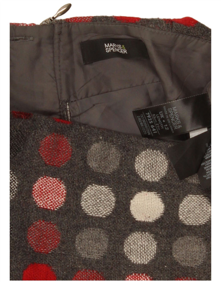 Fusta dreaptă pentru femei Marks & Spencer UK 12 Medium W30 Gri cu buline