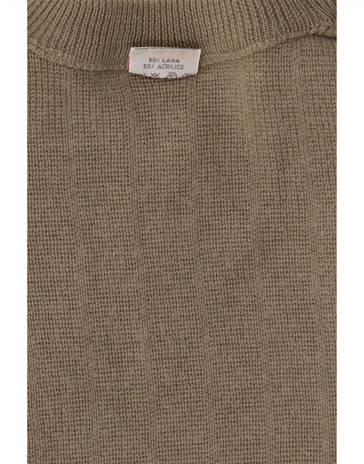 Pulover Bernardini pentru bărbați, cu gât crew, XL, kaki, lână geometrică