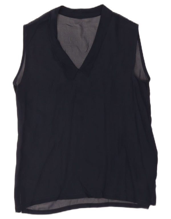 Bluză fără mâneci Vintage pentru femei UK 12 Medium Bleumarin