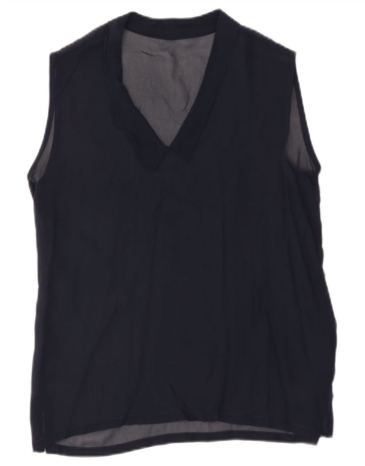Bluză fără mâneci Vintage pentru femei UK 12 Medium Bleumarin