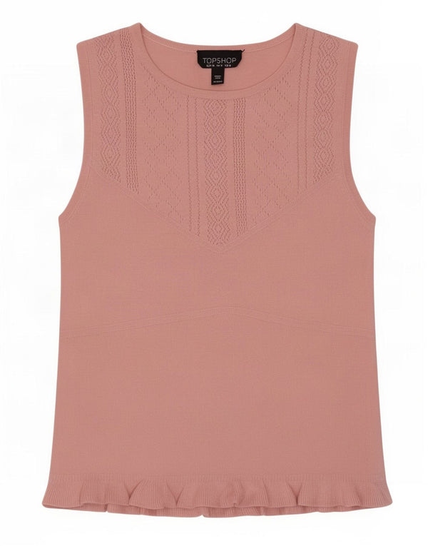 Bluză fără mâneci Topshop pentru femei Top UK 8 mic roz viscoză