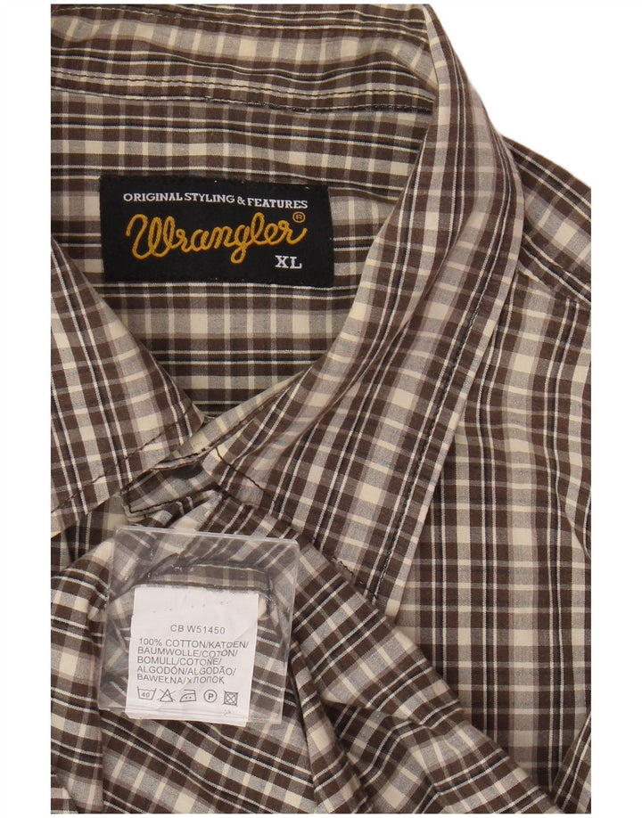 Cămașă de flanel pentru bărbați Wrangler XL, bumbac cu carouri maro