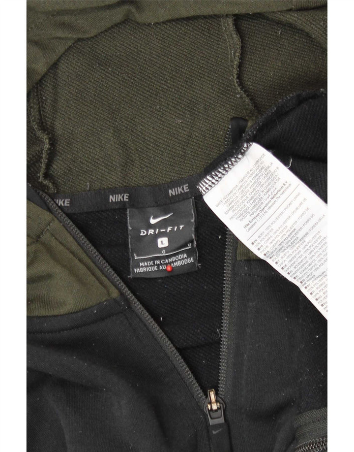 Pulover Nike pentru bărbați, cu fermoar, cu glugă, mare, negru, poliester