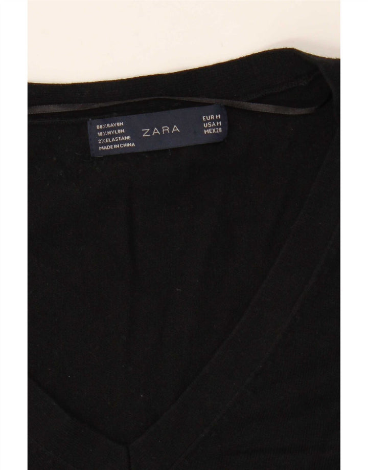 Pulover cu decolteu în V Zara pentru femei UK 14, raion mediu negru
