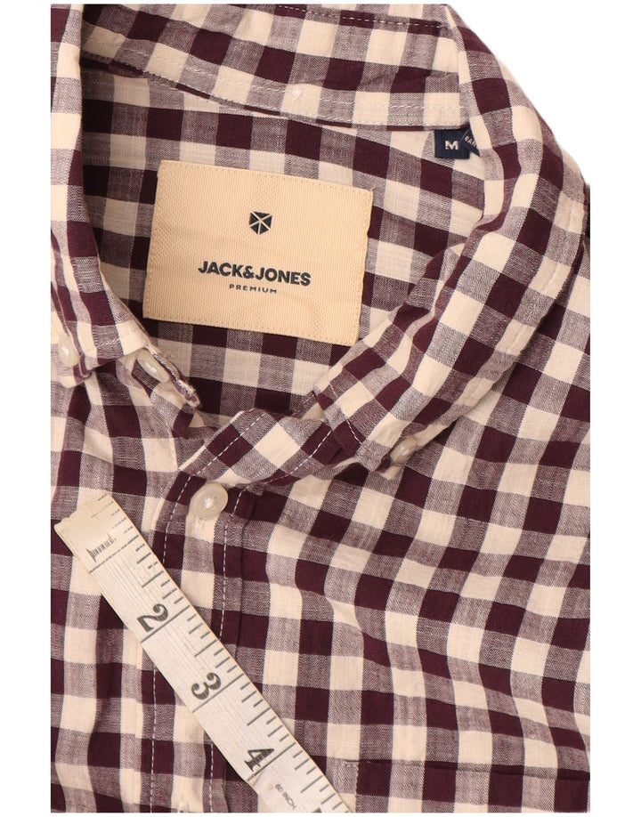 Cămașă Jack & Jones pentru bărbați, bumbac vichy burgundy mediu