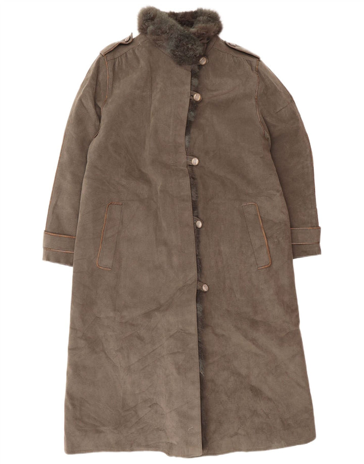 Palton militar din shearling vintage pentru femei UK 12, gri mediu